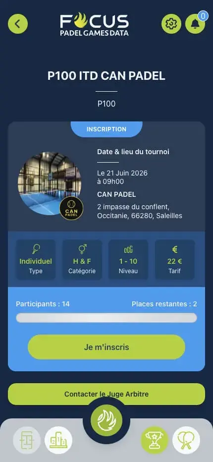 Détail d'un tournoi