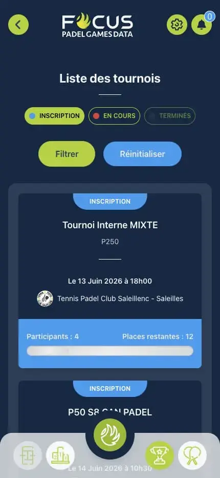 Tournois à venir