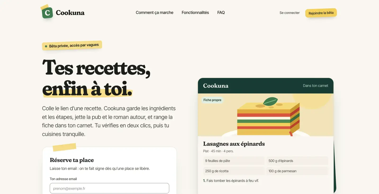 « Tes recettes, enfin à toi » : la promesse